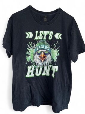 Philadelphia Eagles Let’s Hunt Graphic T-Shirt Black Size L NFL